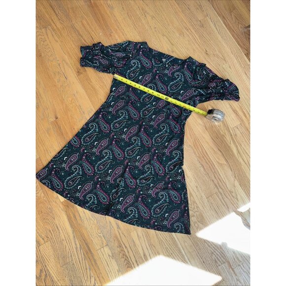 Tommy Hilfiger Dress Womens 12 Green Paisley Short Sleeve A Line Shift Stretch - Picture 11 of 13